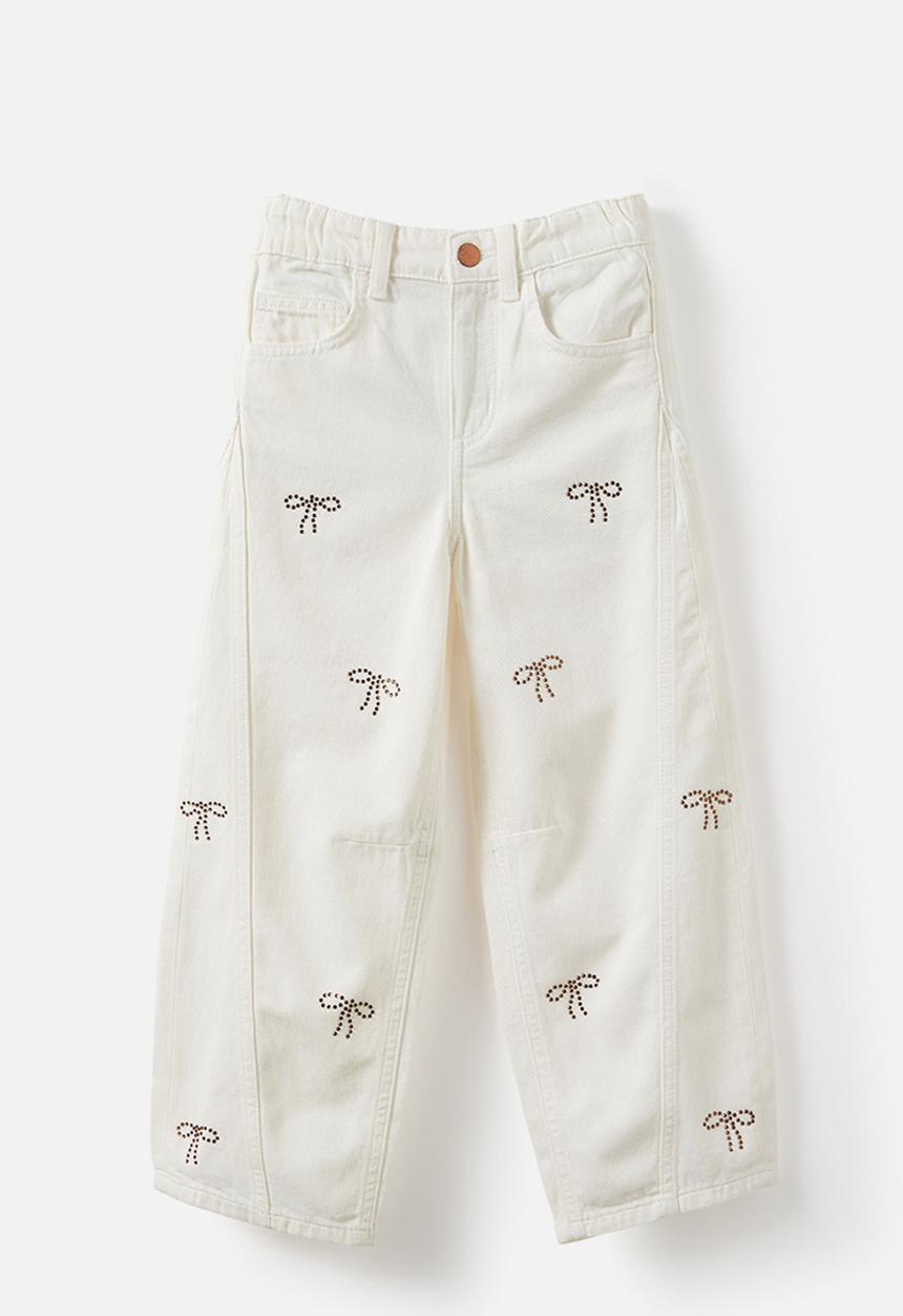 Cotton On - Unisex Super Barrel Leg Denim Jean - Hayman Ecru/Bows