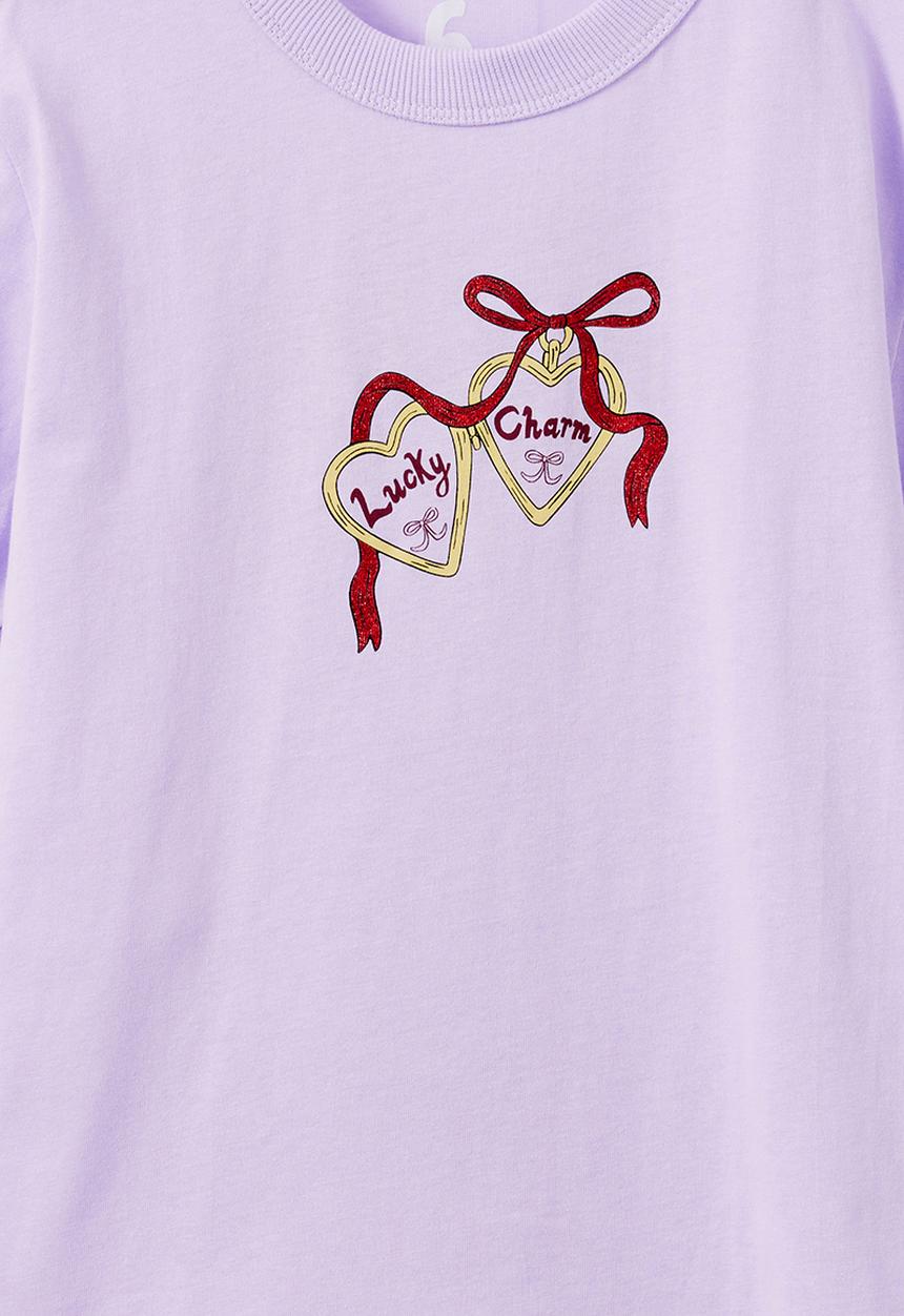 Cotton On - Essential Short Sleeve Graphic Tee - Vintage Lilac/Lucky Charm