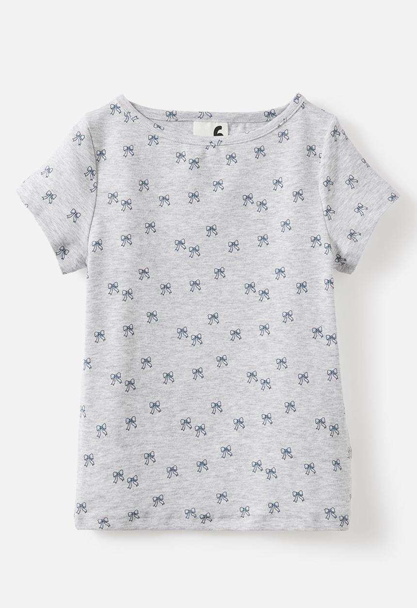 Cotton On - Fitted Short Sleeve Essential Boat Neck Tee - Grey Marle/Bow Yardage