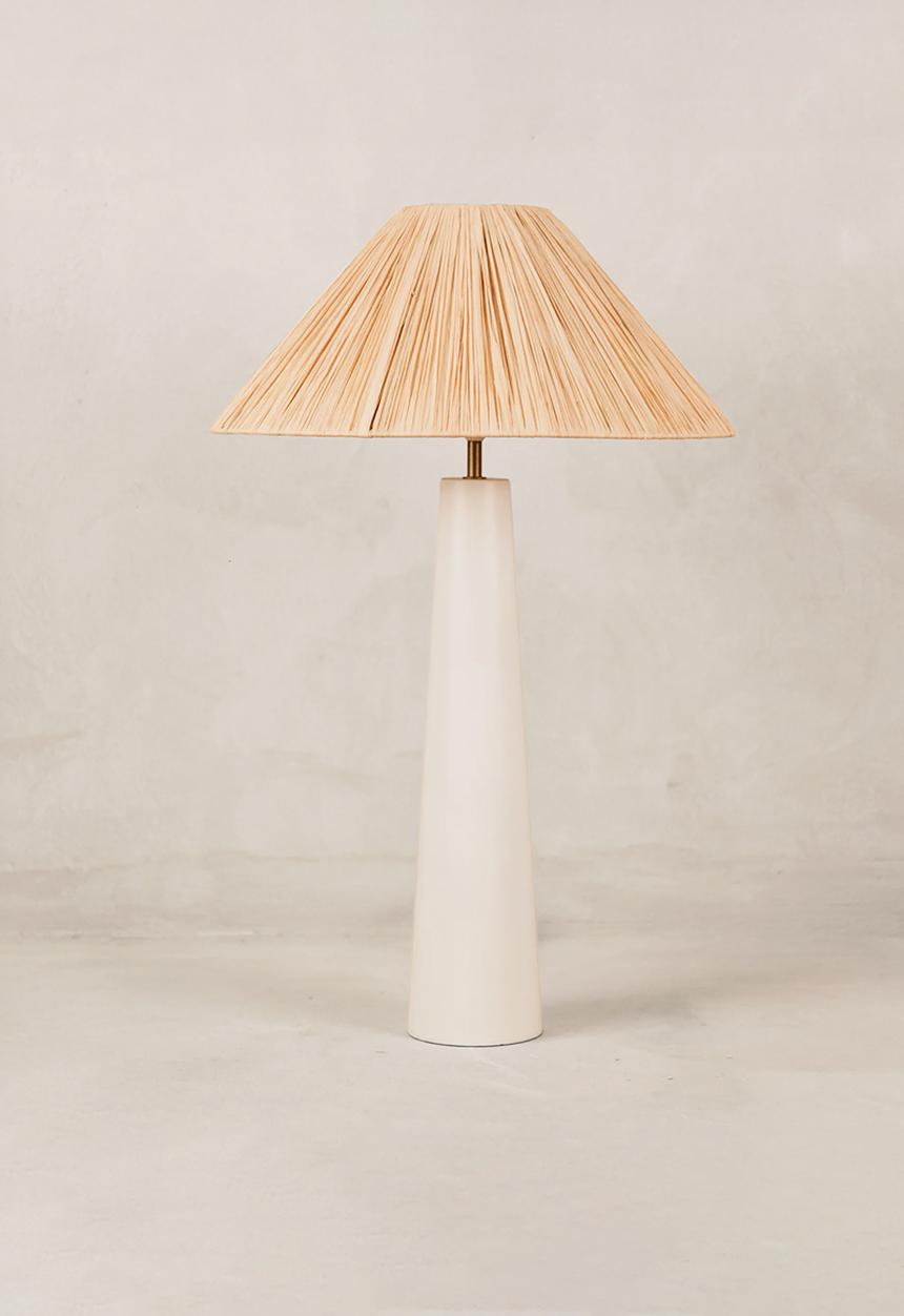 Noha - Mitaria Lamp White W/Raffia Shade
