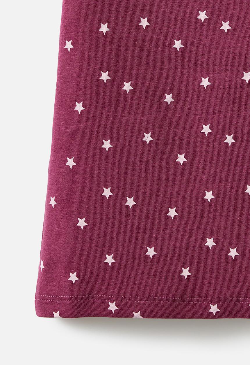 Cotton On - Fitted Short Sleeve Essential Boat Neck Tee - Berry Jam/Star Yardage