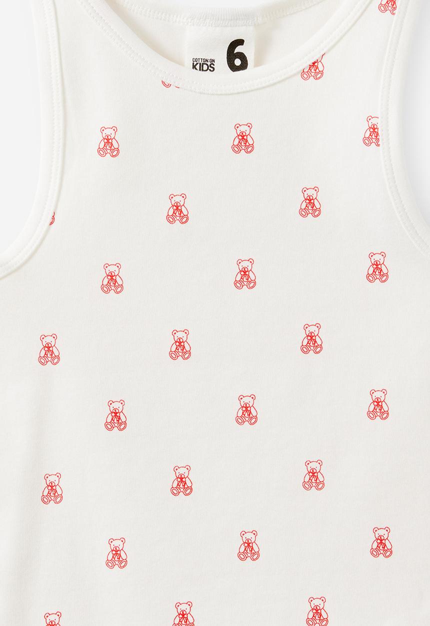 Cotton On - Fitted Essental Racer Back Tank - Vanilla/Teddy Yardage