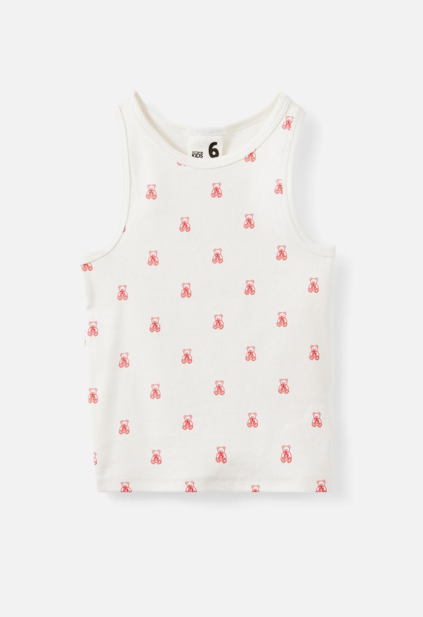 Cotton On - Fitted Essental Racer Back Tank - Vanilla/Teddy Yardage