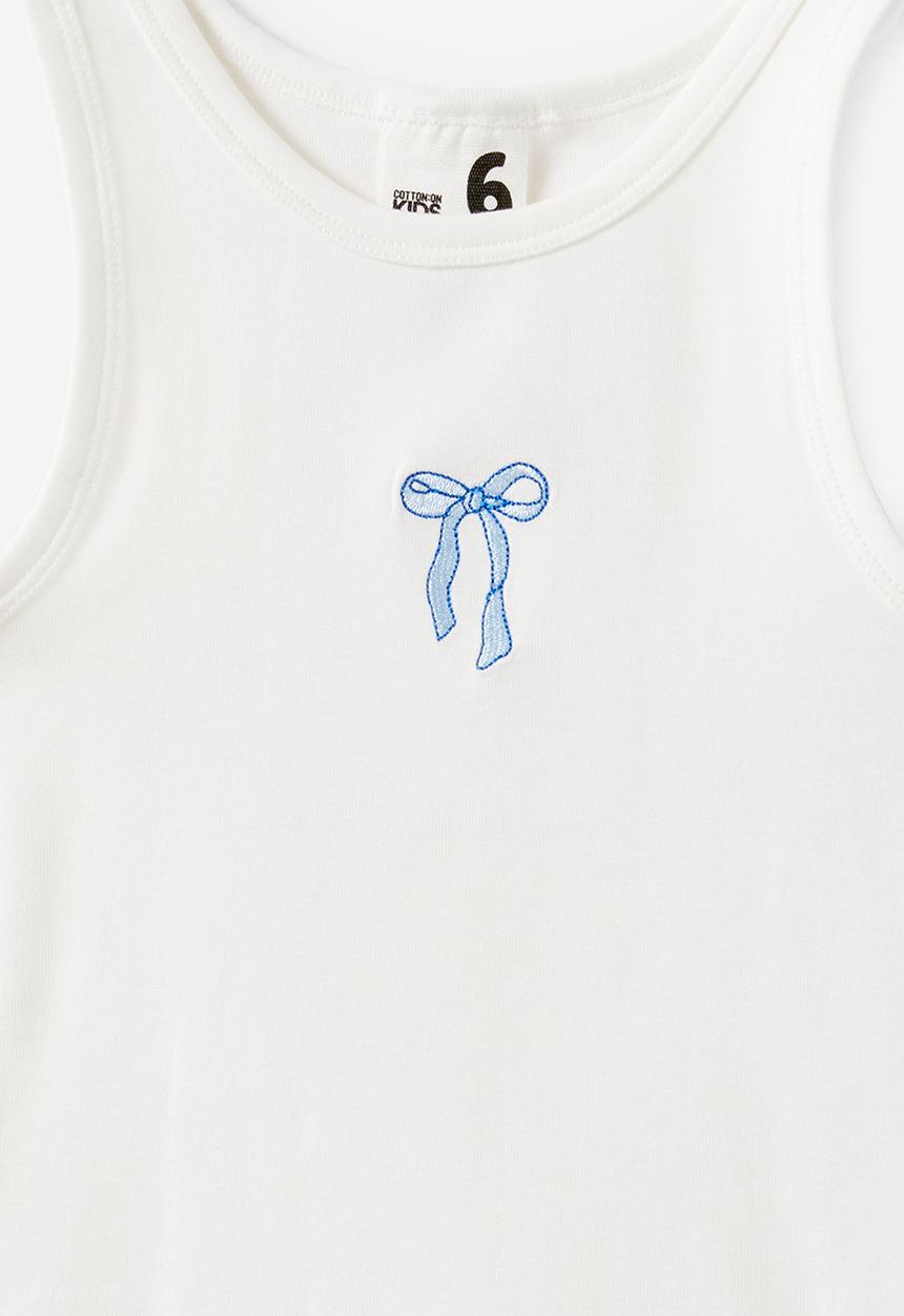 Cotton On - Fitted Essential Racer Back Tank - Vanilla/Bow