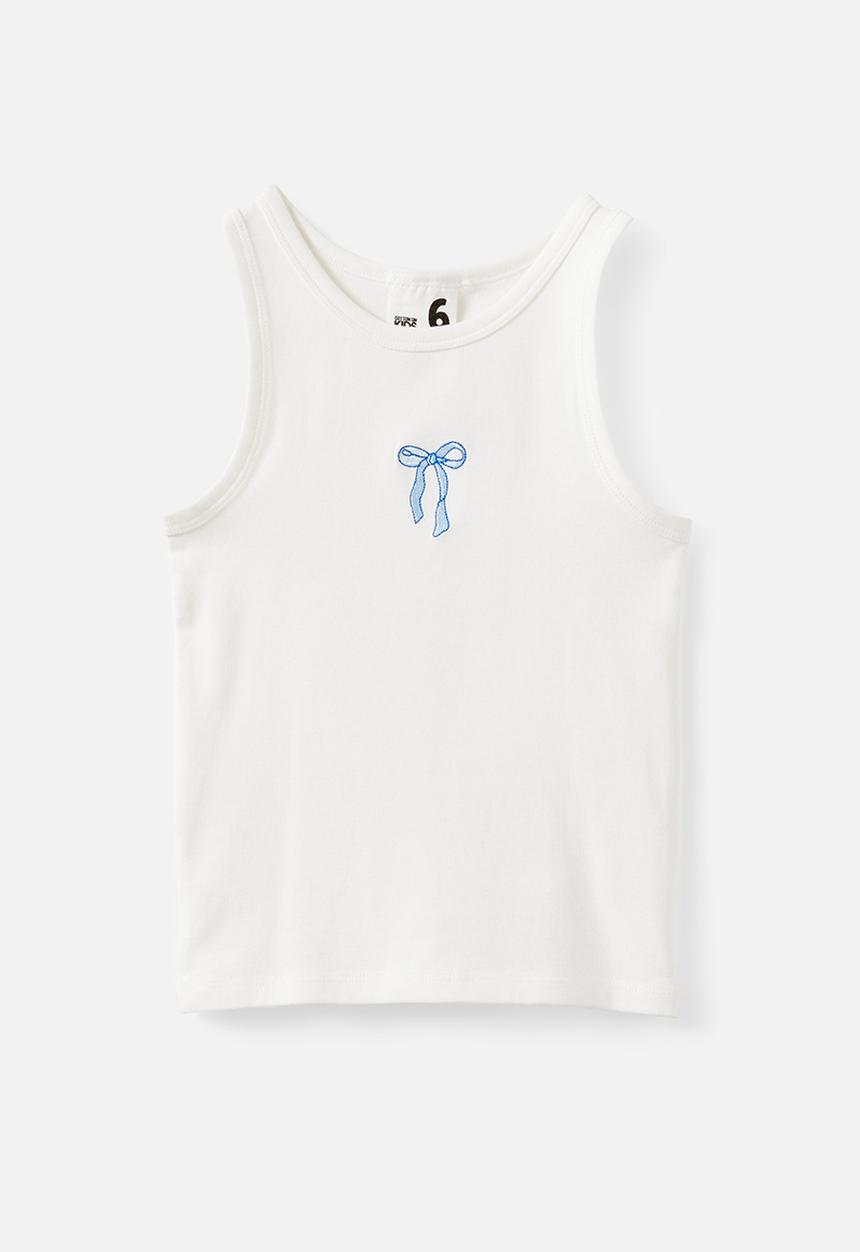 Cotton On - Fitted Essential Racer Back Tank - Vanilla/Bow
