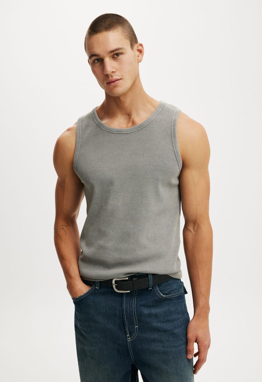 Cotton On - Rib Tank - Slate Stone Wash