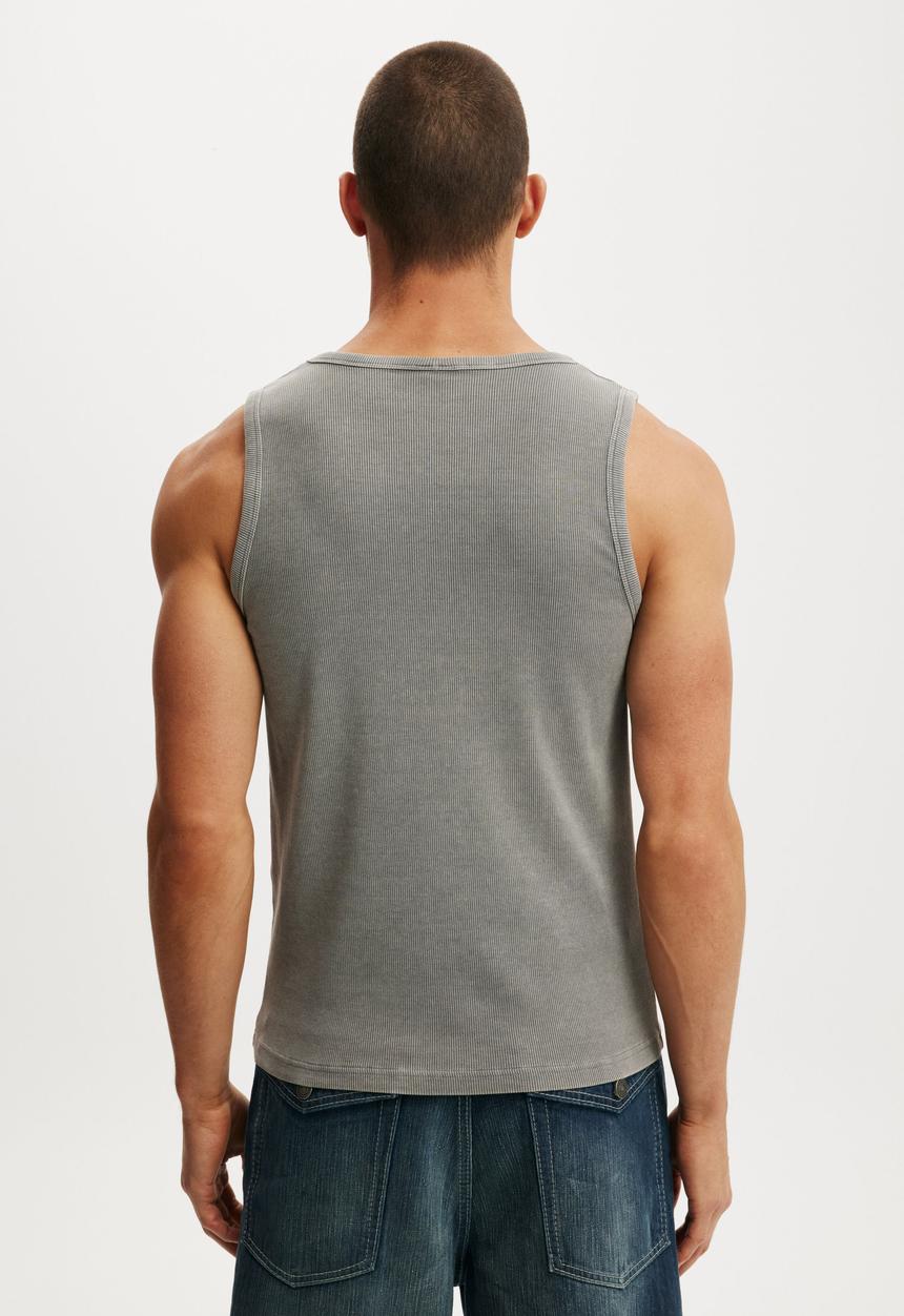 Cotton On - Rib Tank - Slate Stone Wash