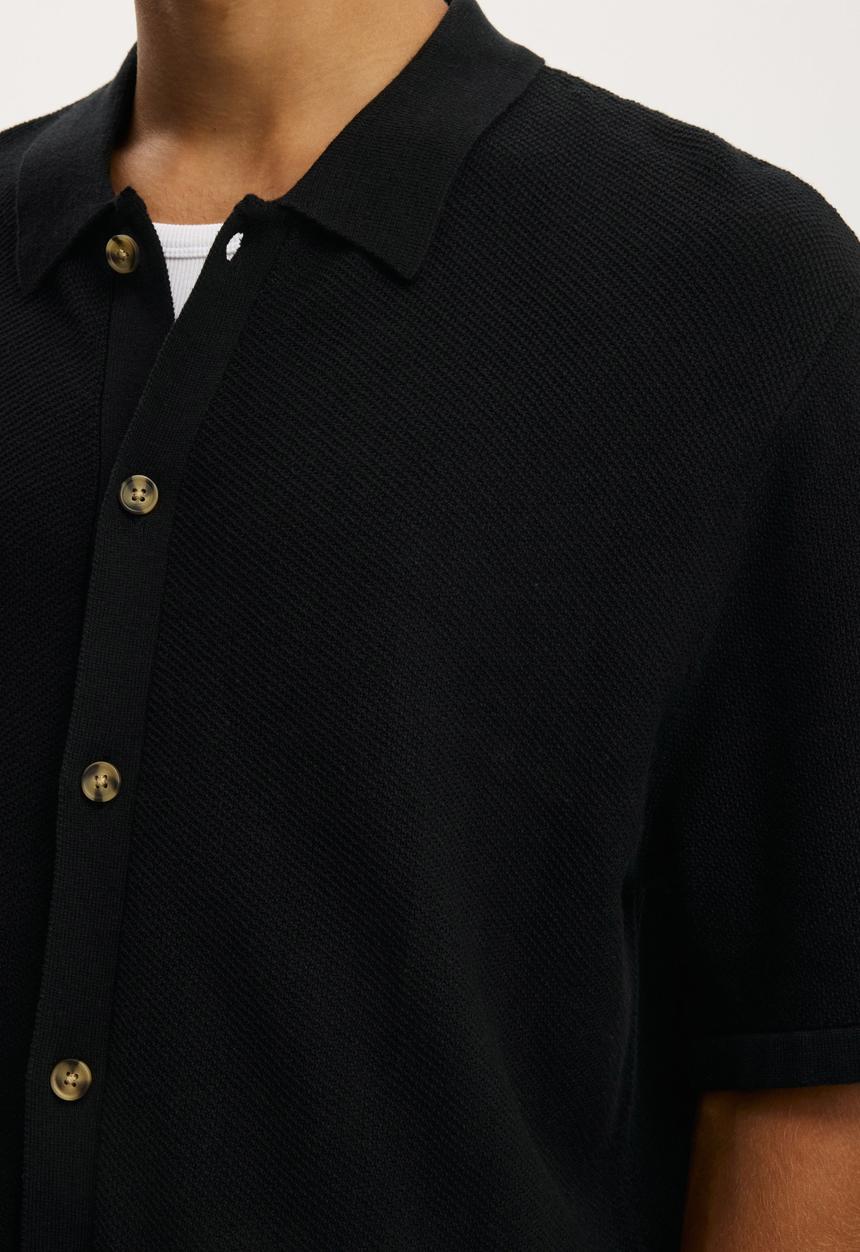 Cotton On - Box Fit Knit Shirt - Washed Black