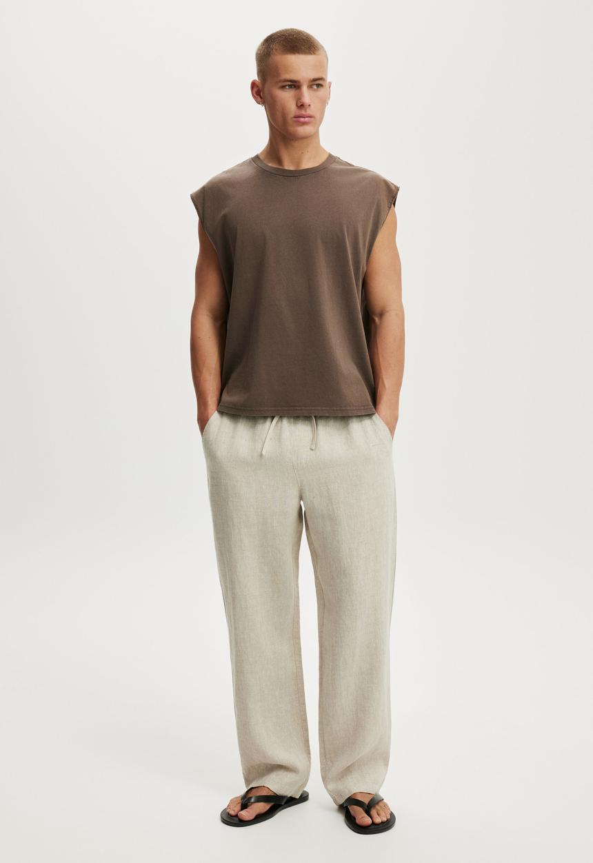 Cotton On - Baggy Linen Pant - Oatmeal