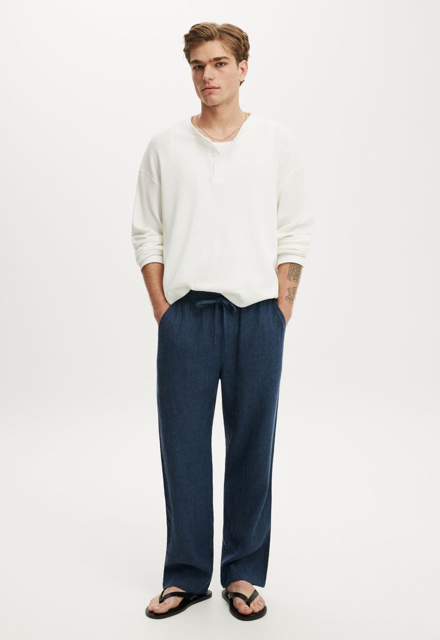 Cotton On - Baggy Linen Pant - Navy