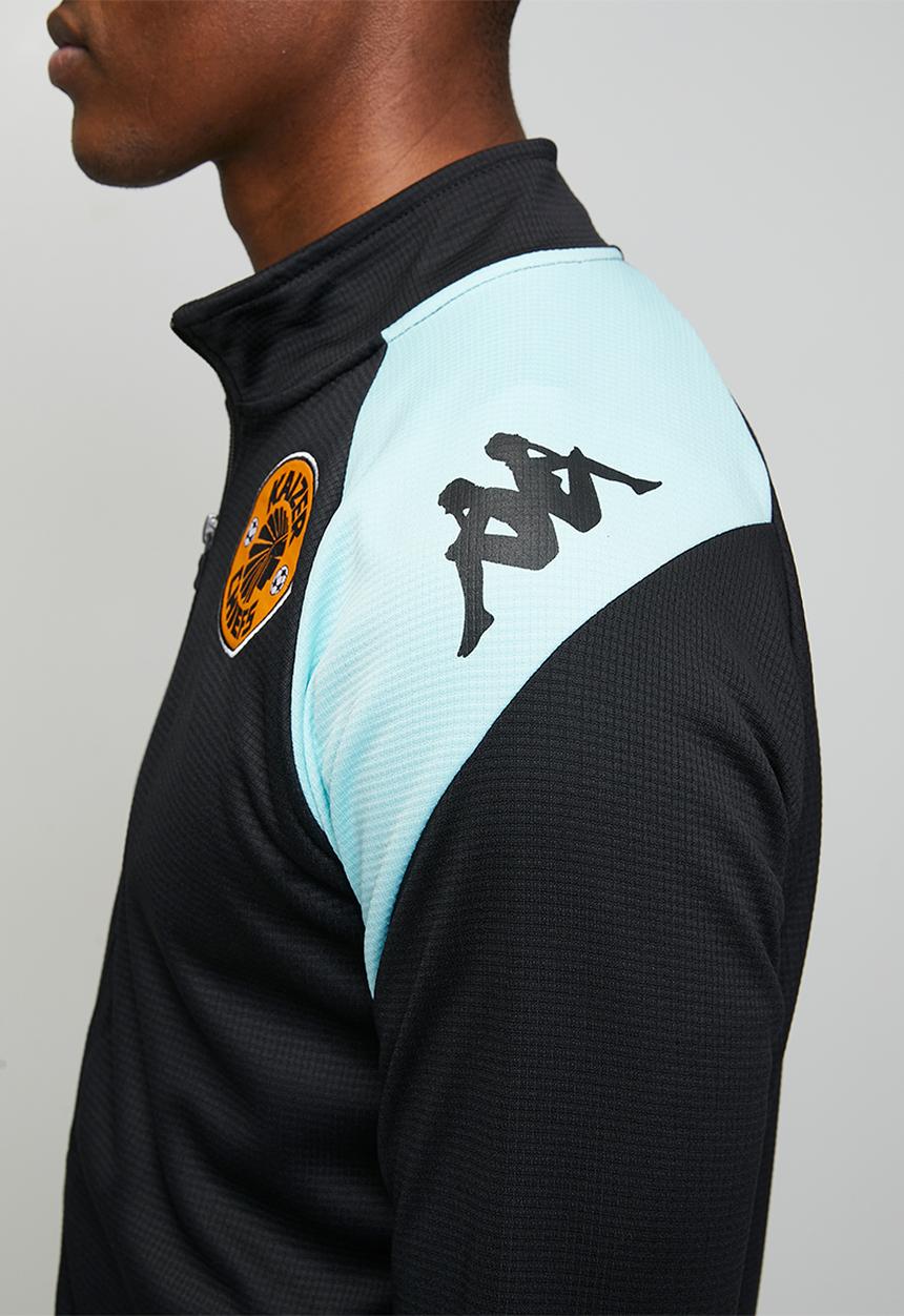 KAPPA - Lenno AM Slim Track Top - Black/Azure Retreat