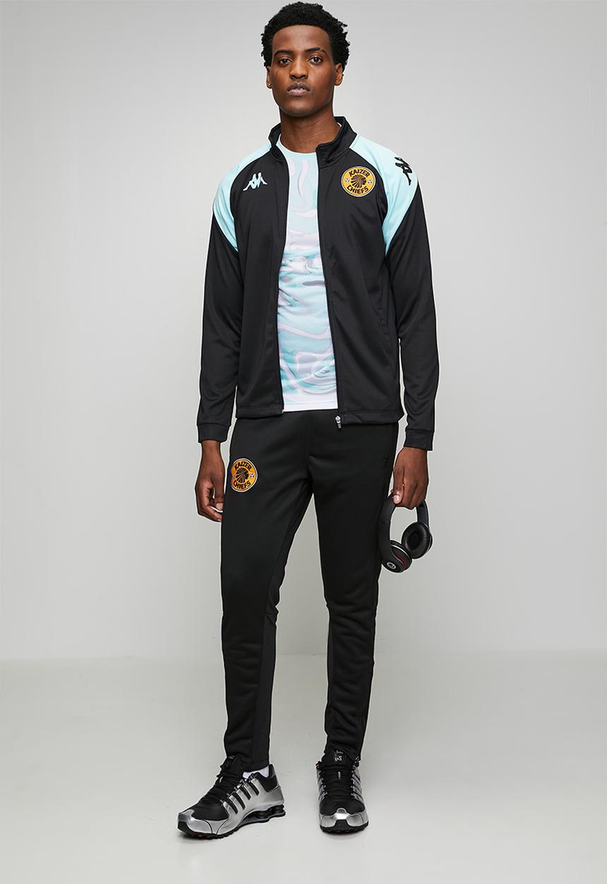 KAPPA - Lenno AM Slim Track Top - Black/Azure Retreat