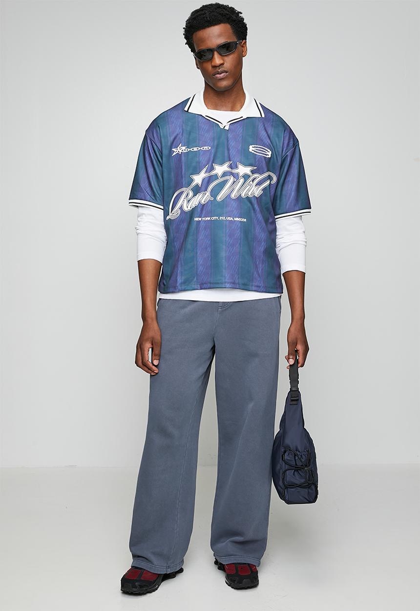 Cotton On - Super Baggy Track Pant - Denim Blue Wash