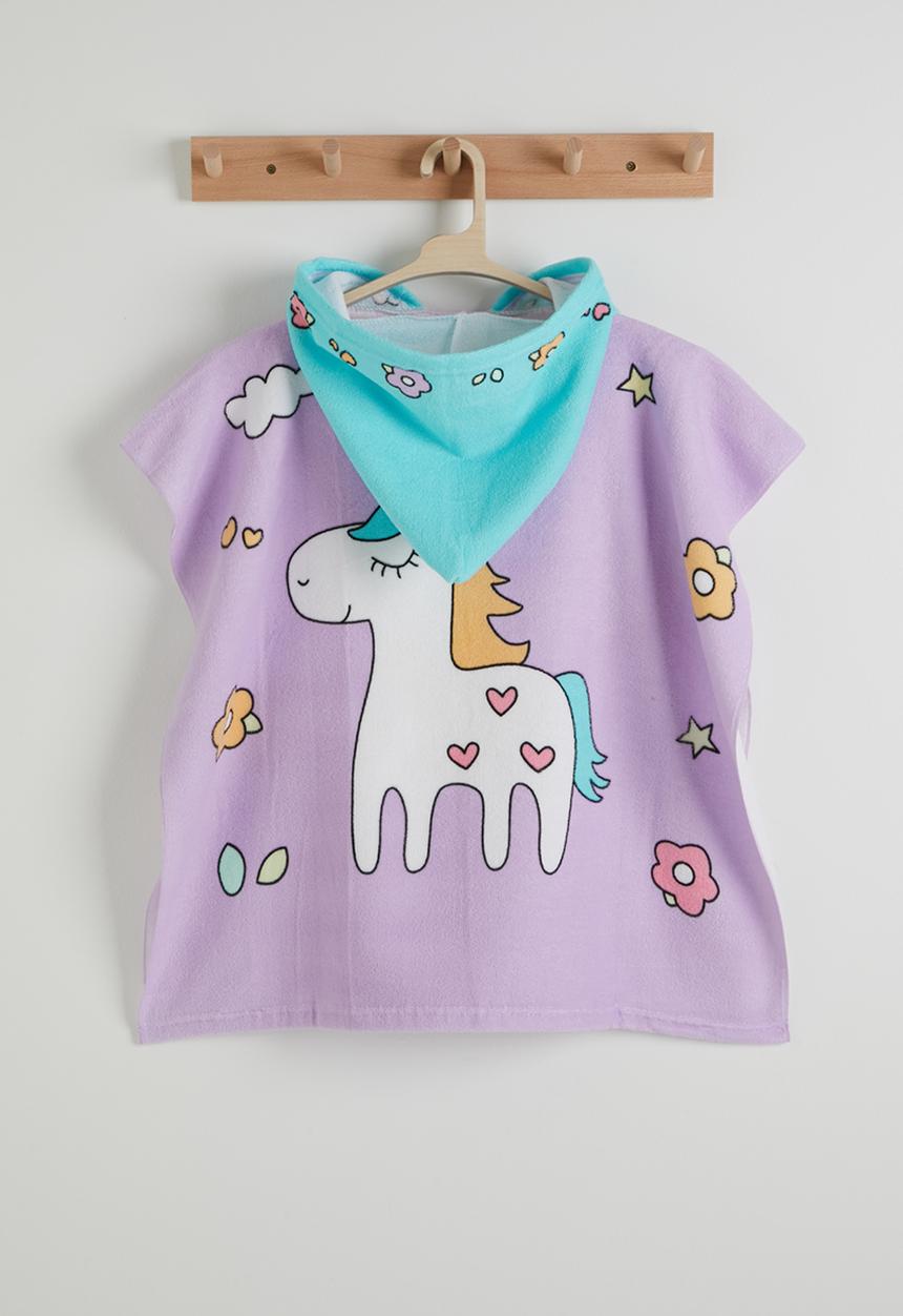 Pop Candy - Unicorn-themed hooded towel - purple