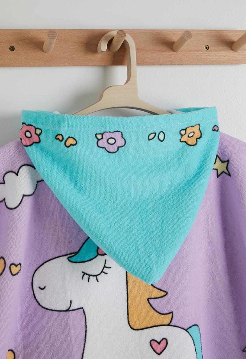Pop Candy - Unicorn-themed hooded towel - purple