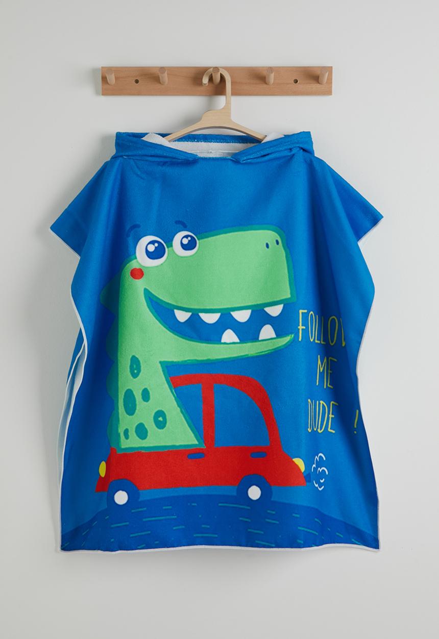 Pop Candy - Dino graphic hooded towel - blue
