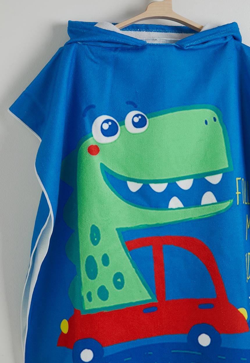 Pop Candy - Dino graphic hooded towel - blue