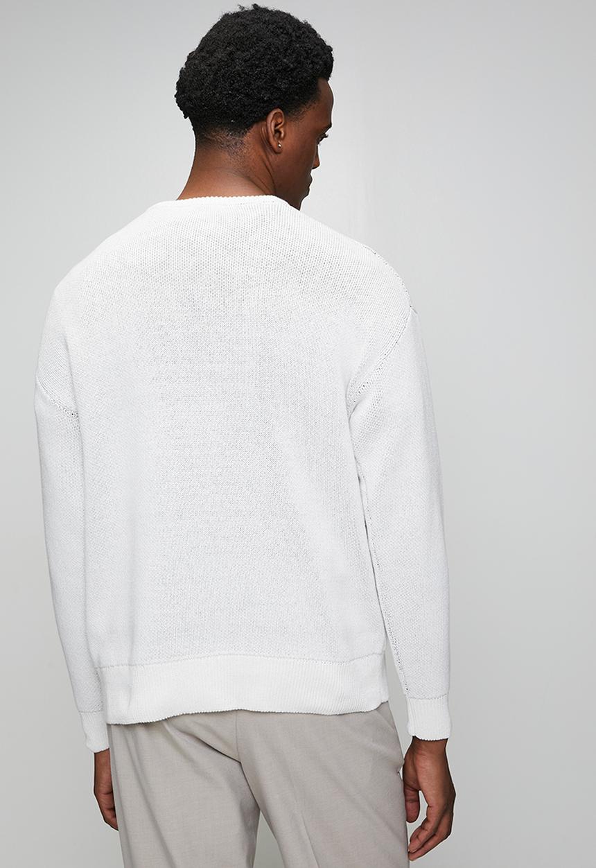 Only & Sons - ONS Rodeo Town  LS JACQUARD CREW KNIT - white