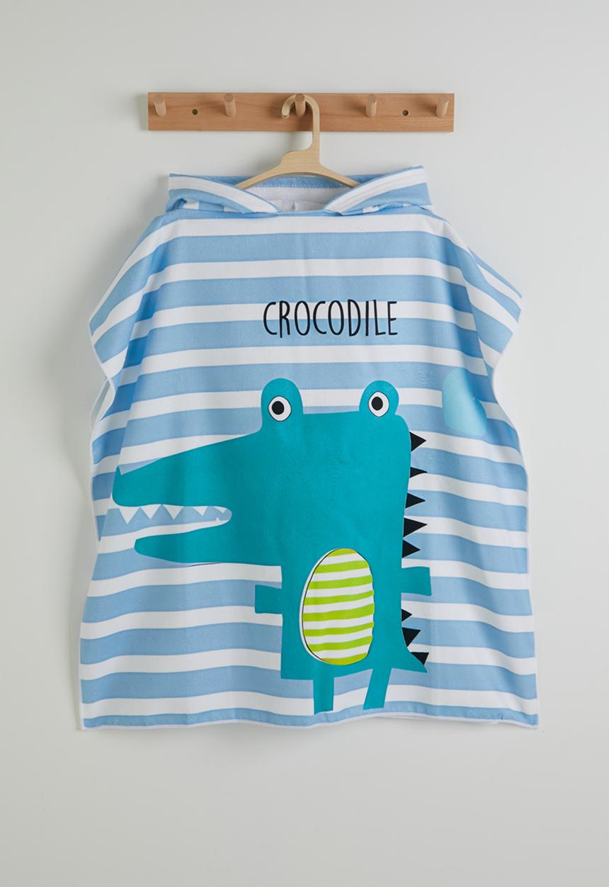 Pop Candy - Croc graphic hooded towel - blue stripe