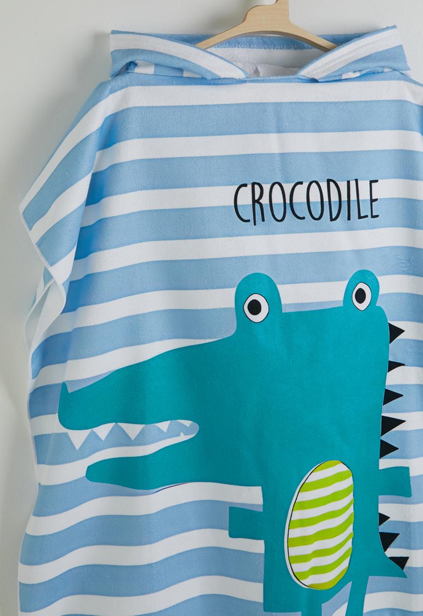 Pop Candy - Croc graphic hooded towel - blue stripe