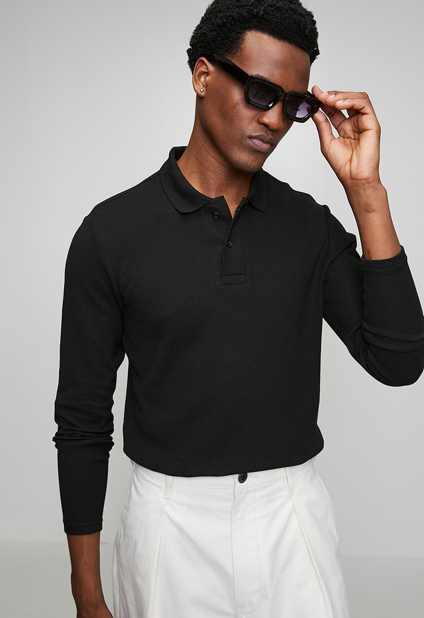 Only & Sons - ONSBEN Regular Long Sleeve Polo - Black