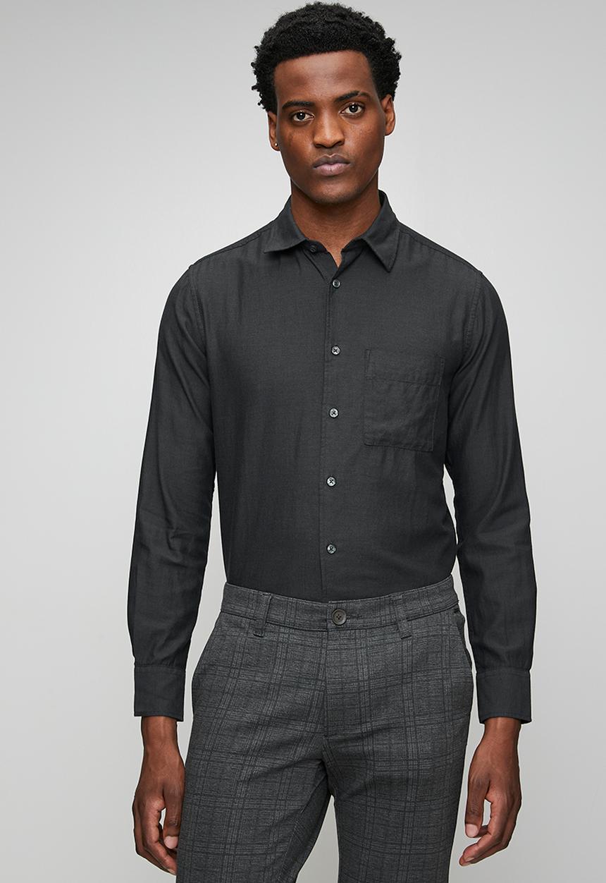 Only & Sons - ONSMARS REG FIT LONG SLEEVE SHIRT - Charcoal