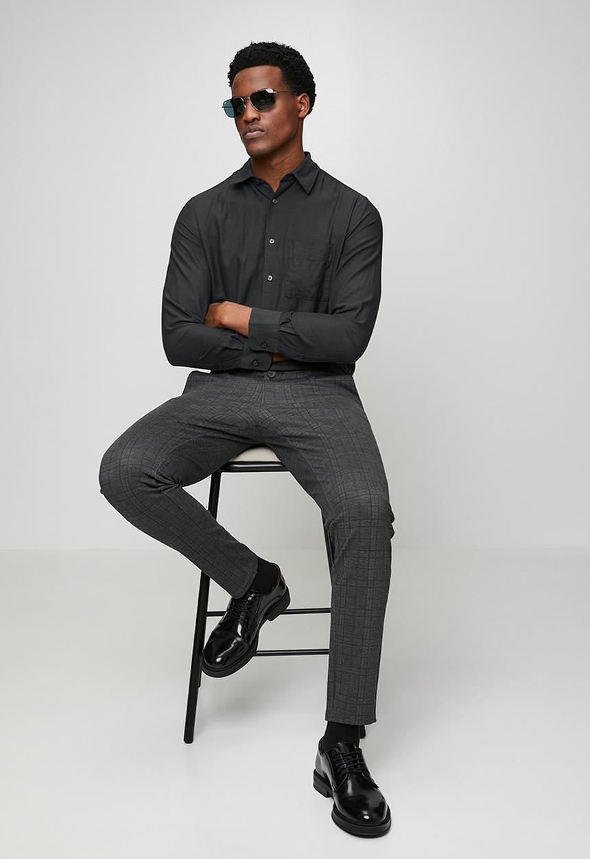 Only & Sons - ONSMARS REG FIT LONG SLEEVE SHIRT - Charcoal