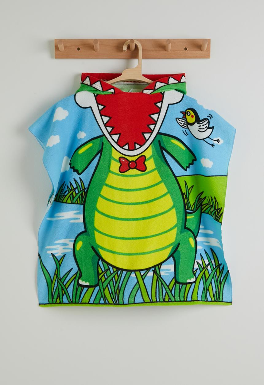 Pop Candy - Croc-themed hooded towel - green/multi