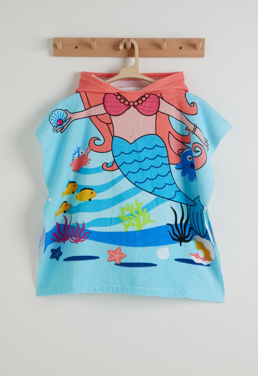 Pop Candy - Mermaid-themed hooded towel - light blue