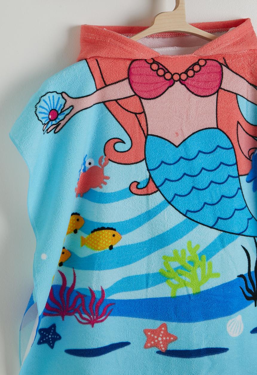 Pop Candy - Mermaid-themed hooded towel - light blue