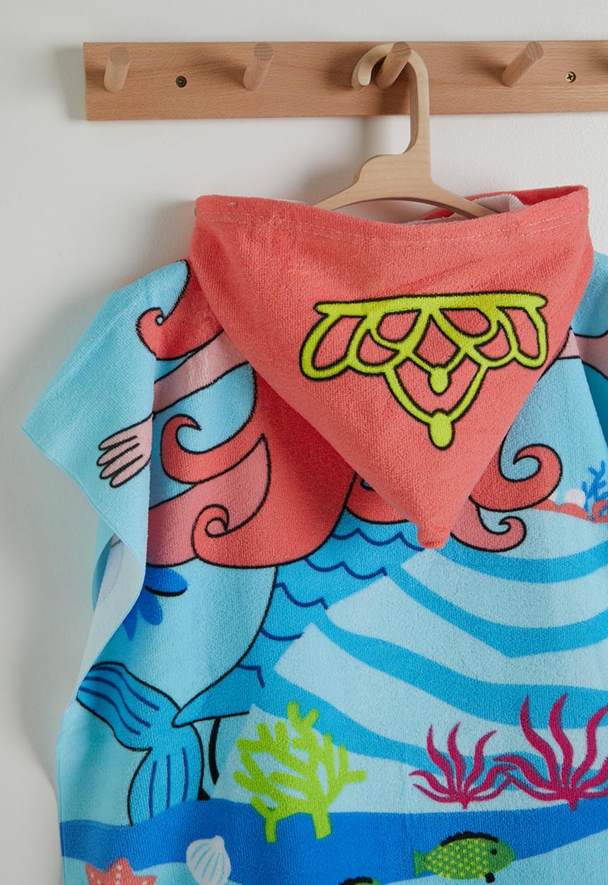 Pop Candy - Mermaid-themed hooded towel - light blue