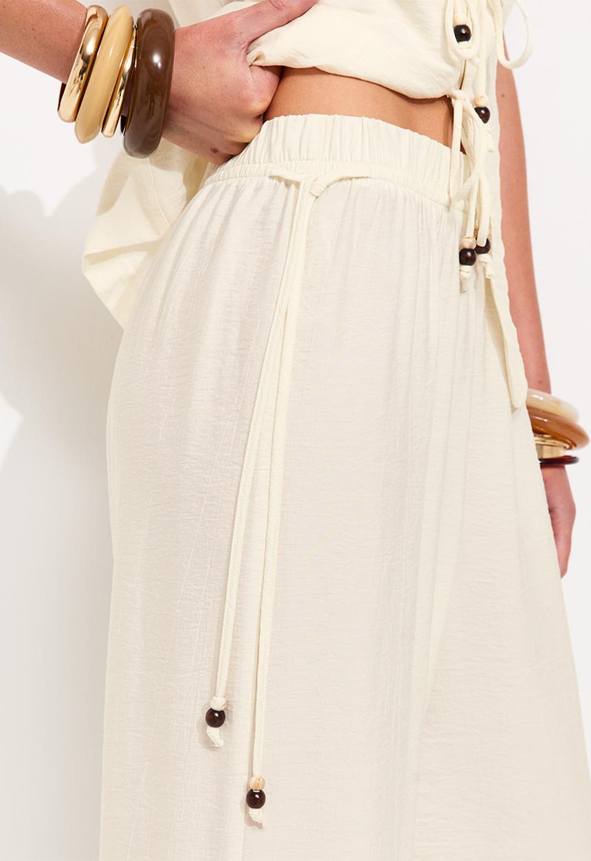 New Look - St textured bead detail wl trs - white