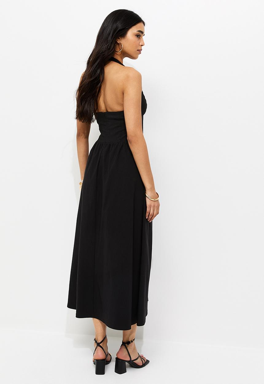 New Look - Ex ditsy beng halter midi  - black