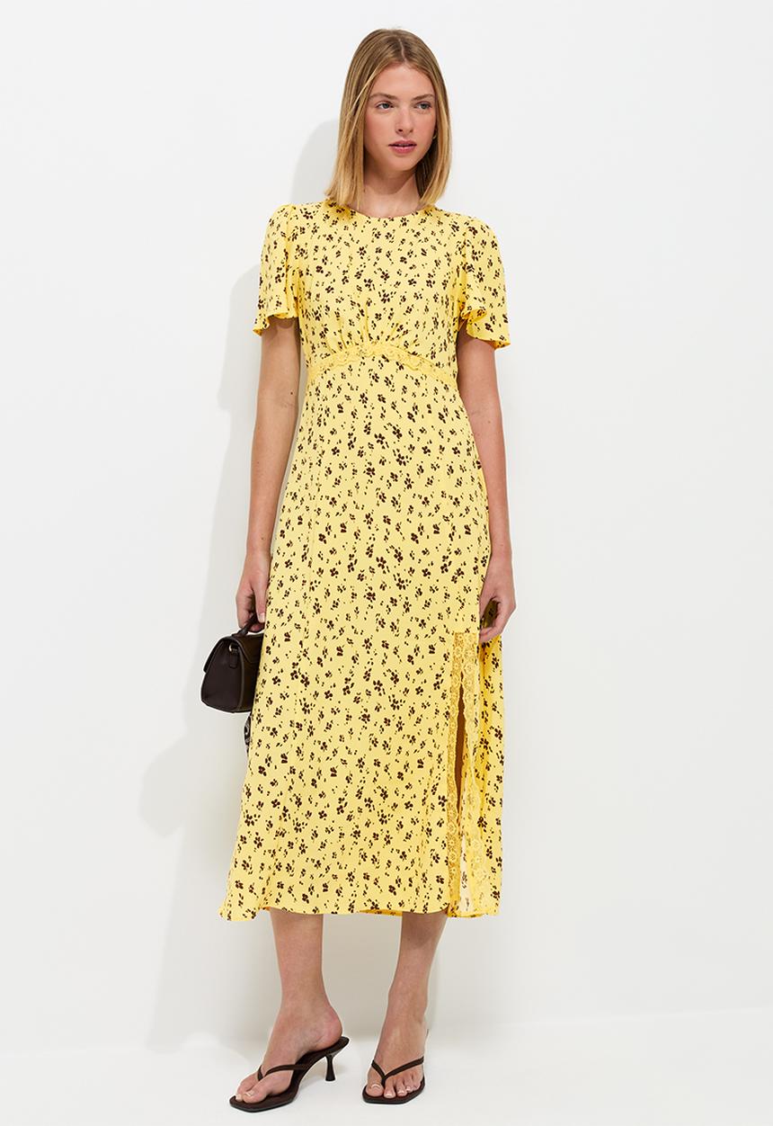 New Look - Primrose flrl lace carol midi - Yellow ditsy