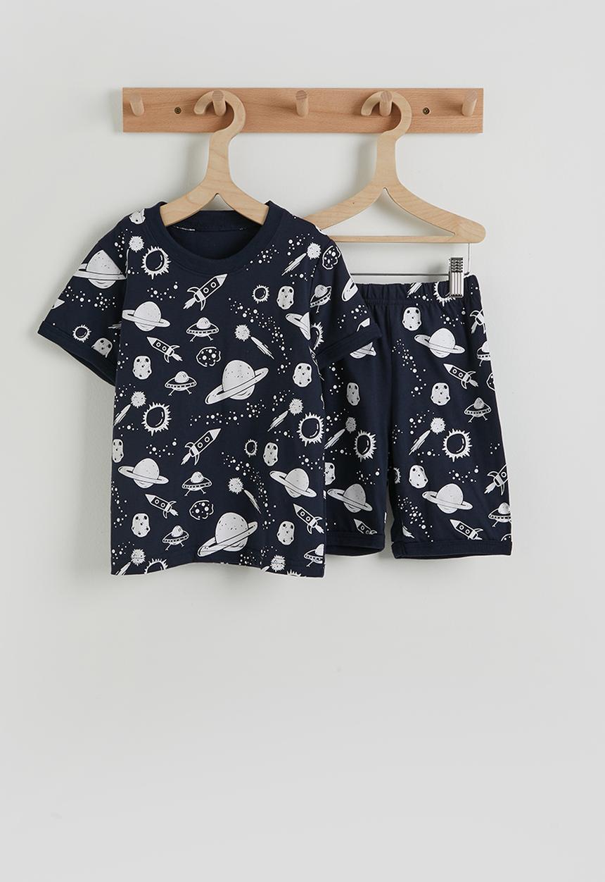 Pop Candy - Aop tee and shorts pj set - dark navy