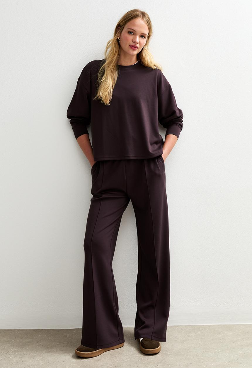New Look - Premium wide leg jogger - dark burgundy