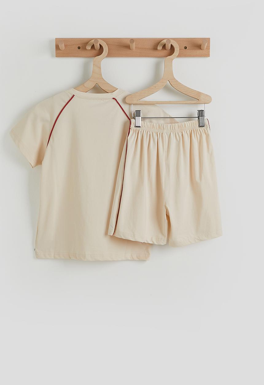 Pop Candy - Coverstitch tee & shorts - cream