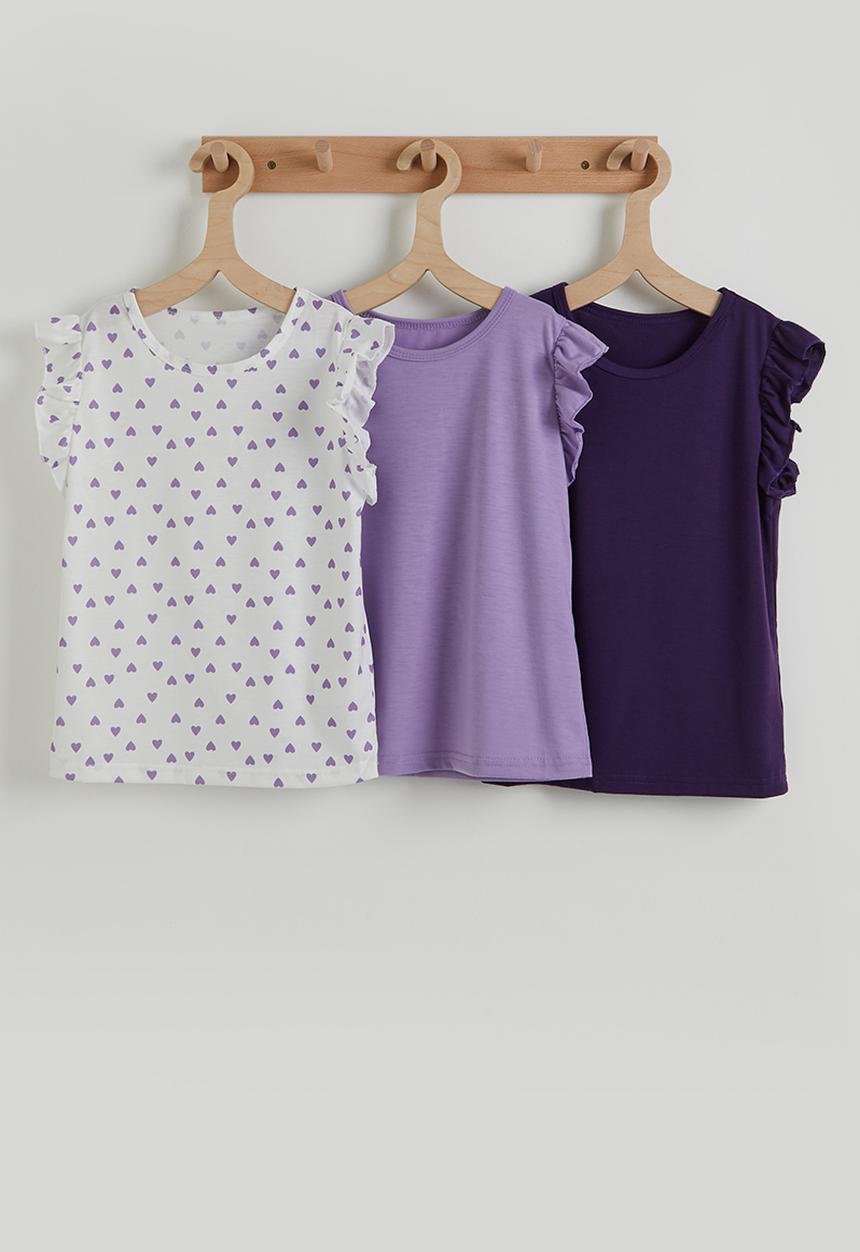 Pop Candy - 3 pack frilled sleeve tees - multi