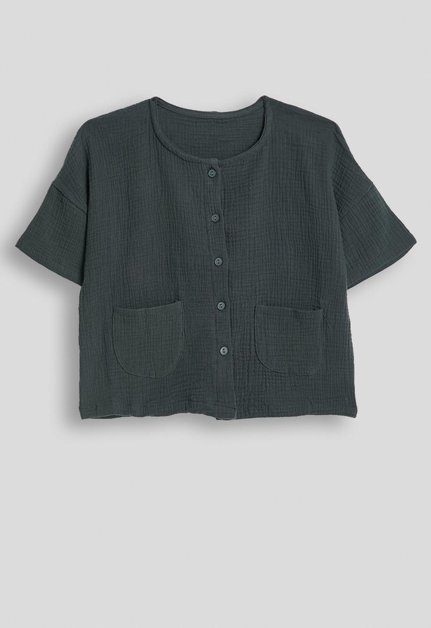 Pop Candy - Collarless shirt and shorts - charcoal