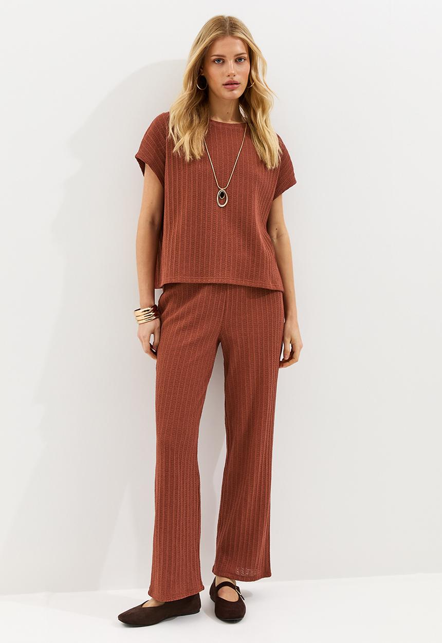 New Look - C&s vde pointelle trouser - rust