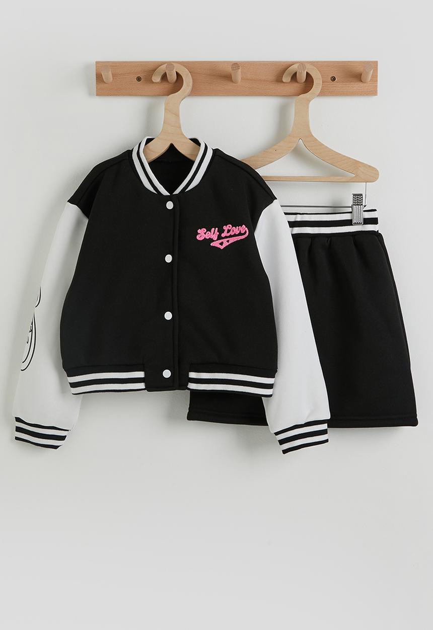 Pop Candy - Baseball jacket and skirt - black/white