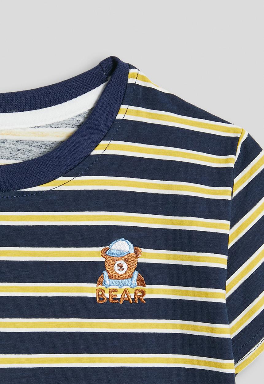 Pop Candy - Crew neck tee with shorts - navy/yellow stripes/grey