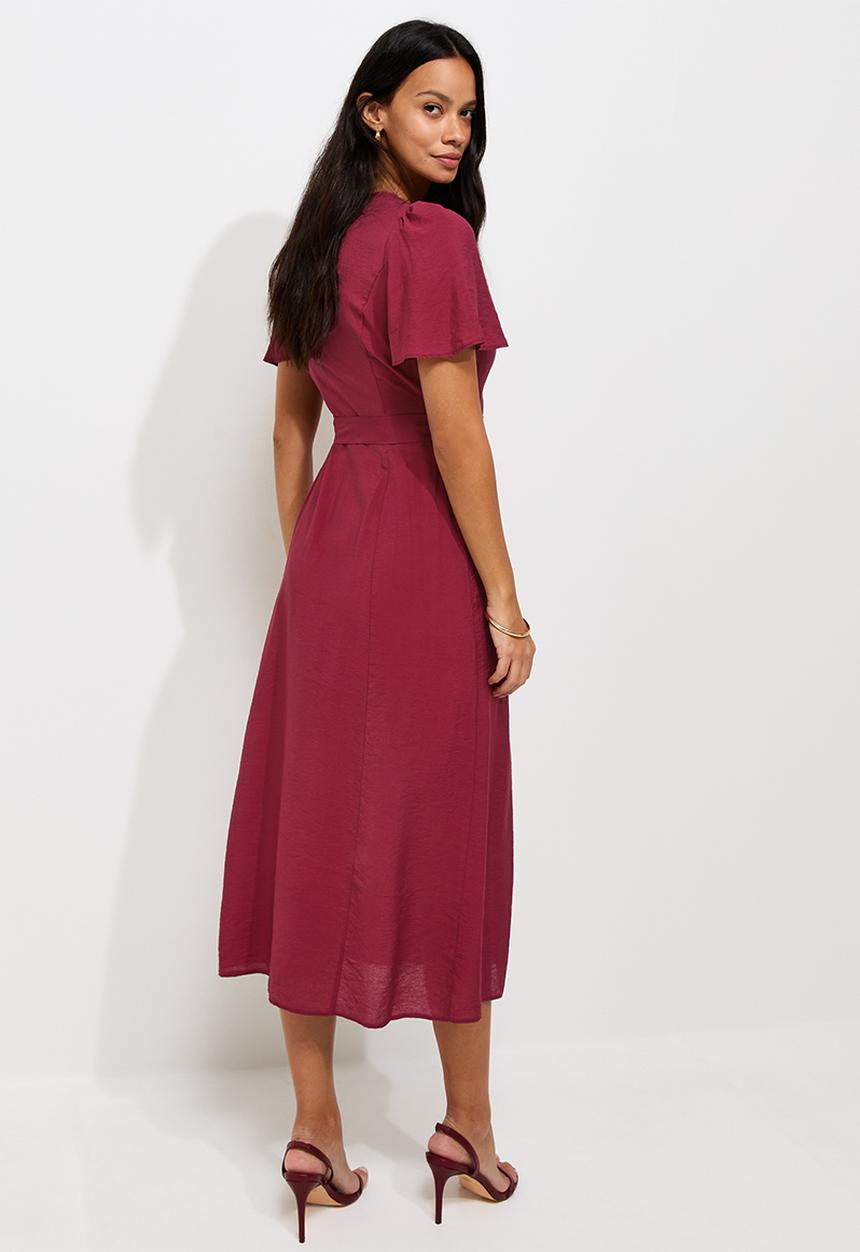 New Look - Jupiter bttn thru puff midi - Burgundy