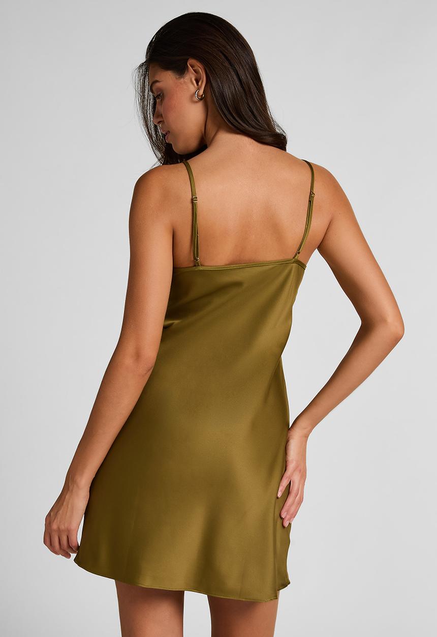 Hunkemoller - Sd satin lace nightie - olive drab