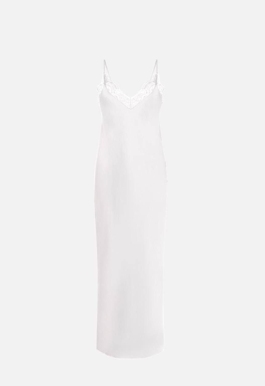 Hunkemoller - Sd satin lace long nightie - gardenia