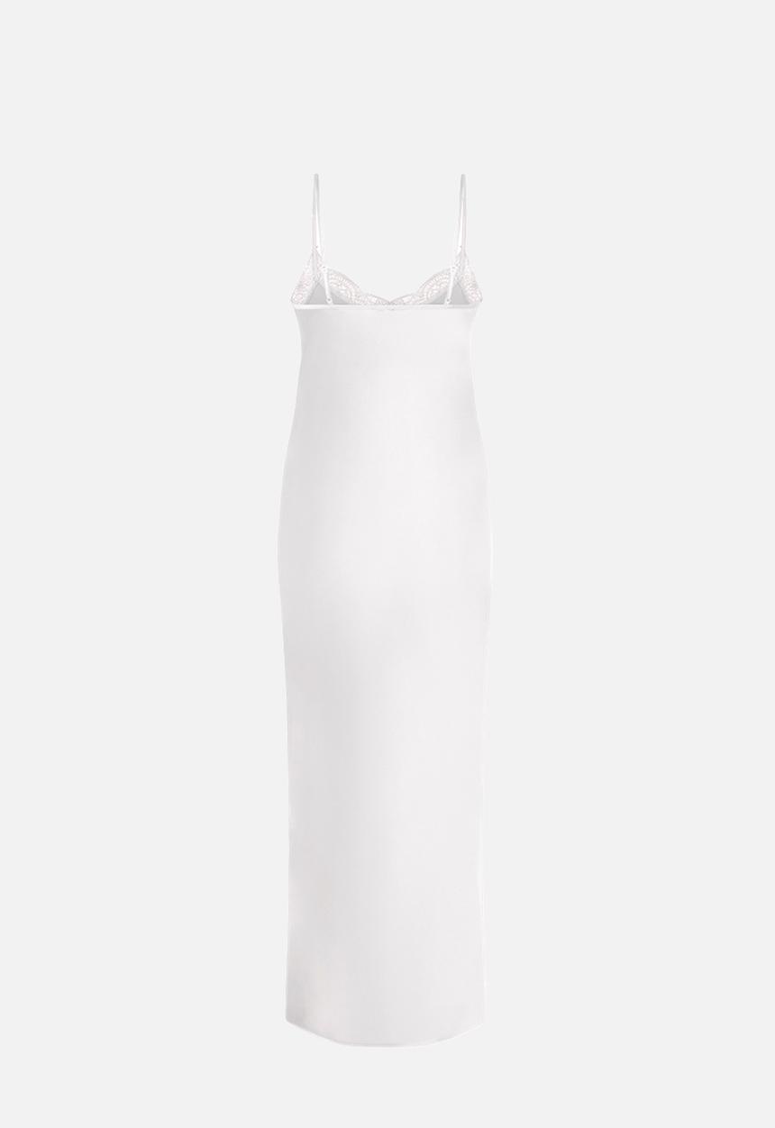 Hunkemoller - Sd satin lace long nightie - gardenia