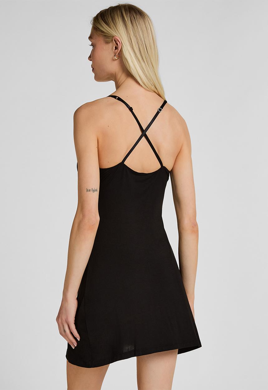 Hunkemoller - Sd jersey lace bow nightie - black