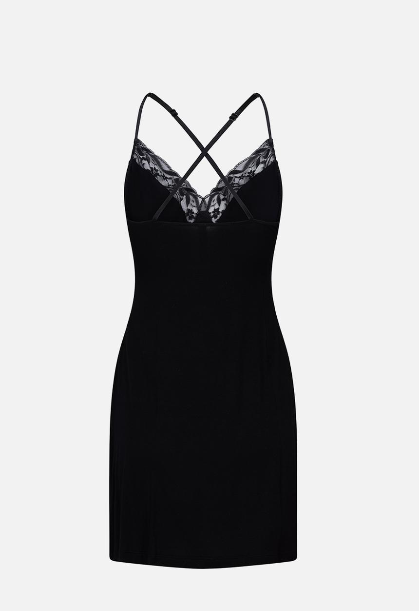 Hunkemoller - Sd jersey lace bow nightie - black