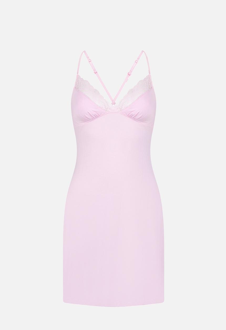 Hunkemoller - Sd jersey lace bow nightie - pink lady