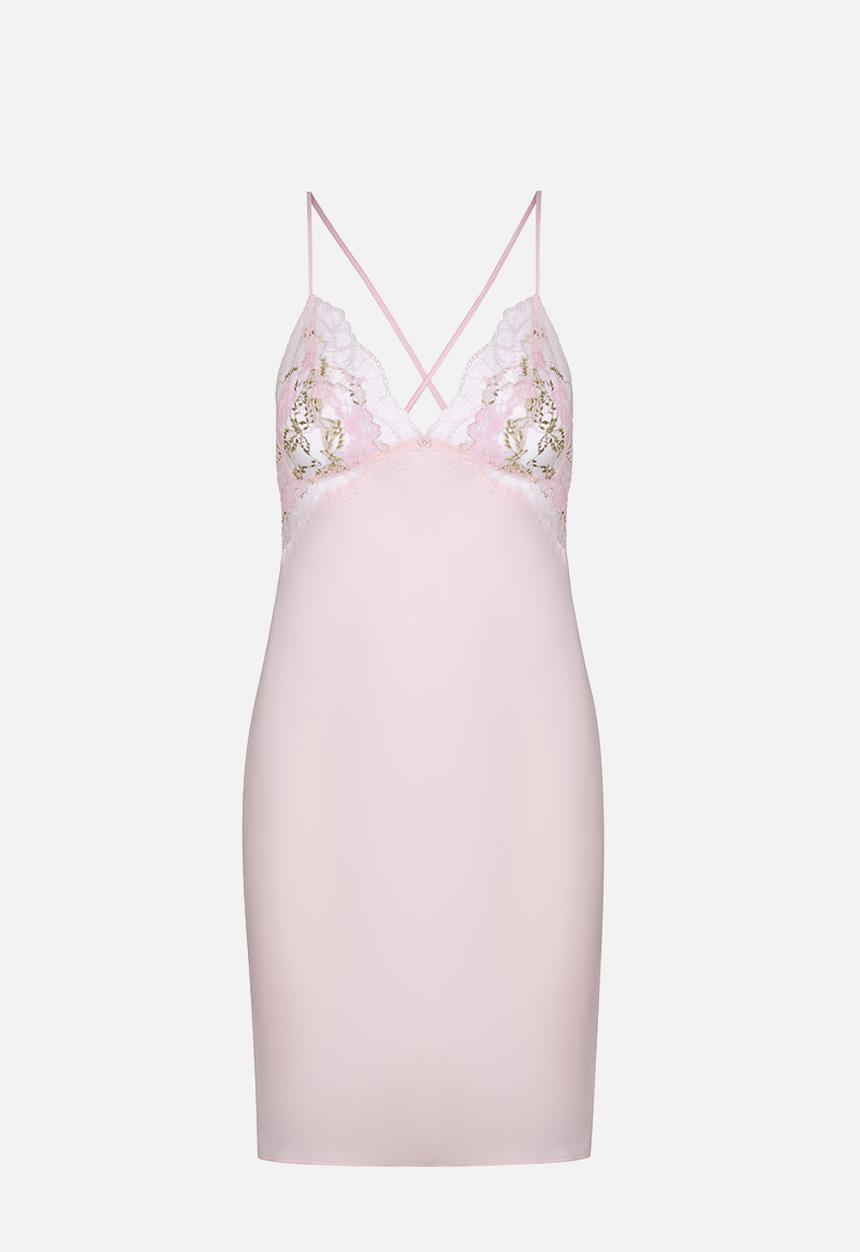 Hunkemoller - Sd satin lace miri nightie - barely pink